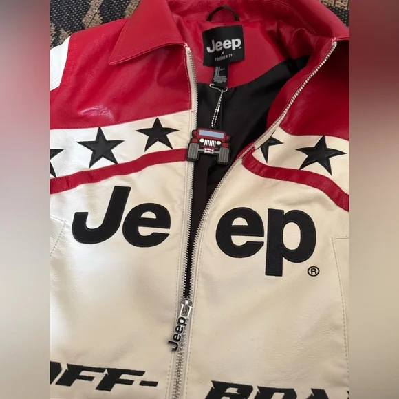 Forever 21 x Jeep Faux Leather Moto Racing Jacket - NWOT - Picture 3 of 6
